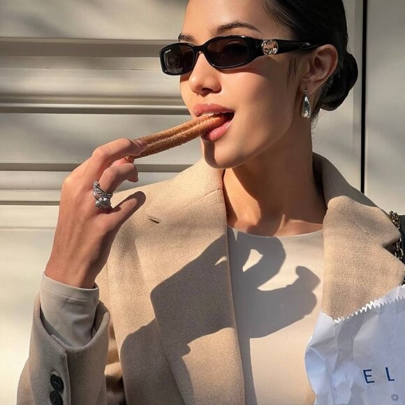 Gucci GG1661S 001 Rectangle Sunglasses - Shiny Black\Grey - Picture 5 of 14